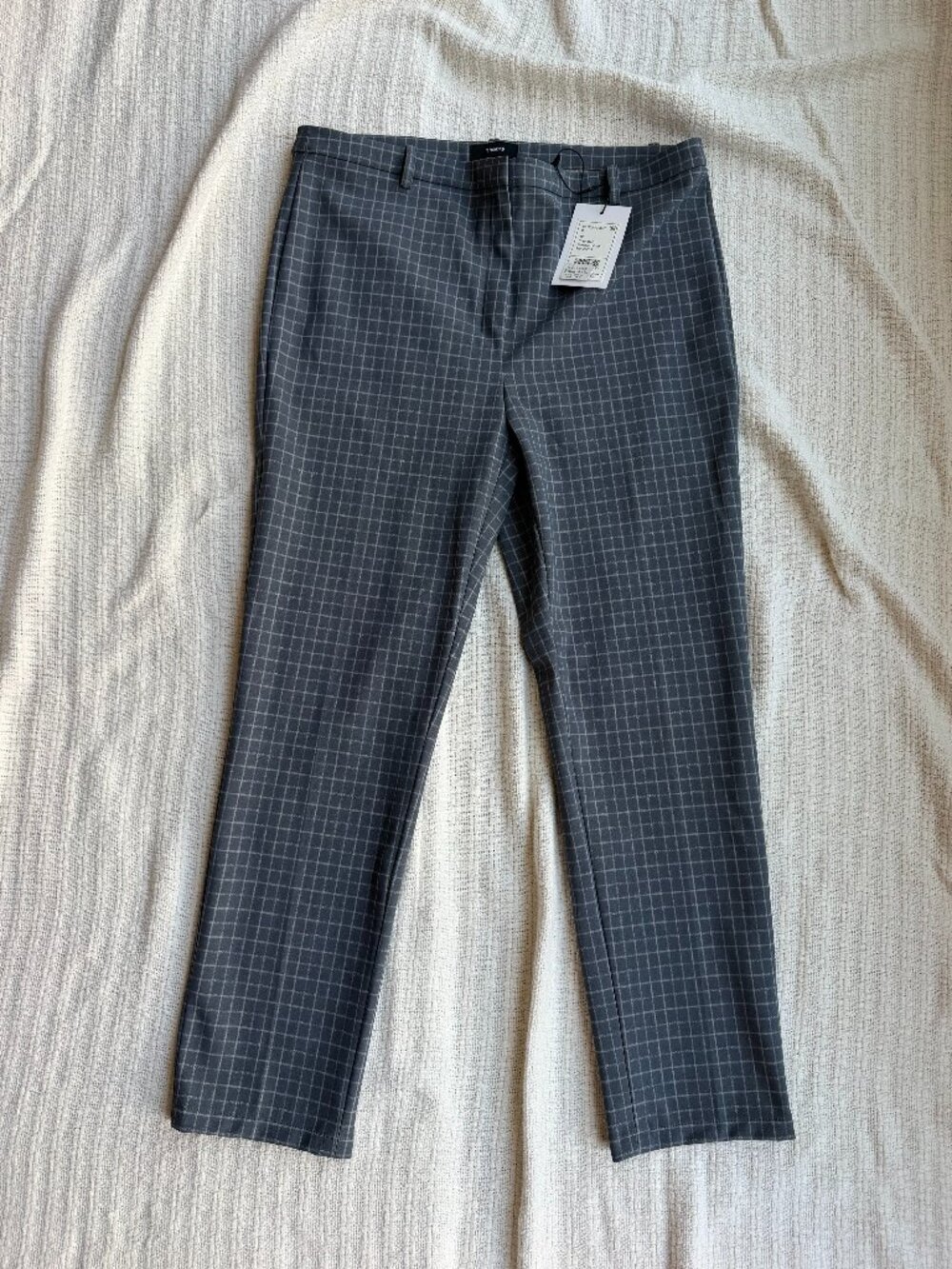 Theory Grey Grid Slim Ankle Pants - NWT Size 10